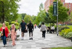 Students walking on campus