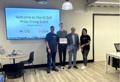 Group of award winners at AJ Bell technology event