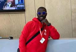 International student, Kolawole in the SEE building