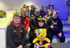 Students in Children in Need ears raise money for the BBC Campaign