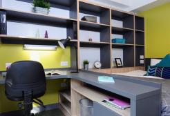 Bedroom interior in Peel Park Quarter accommodation