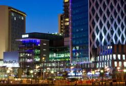 MediaCity skyline at night