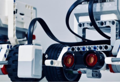 Robots with the business innovation services logo