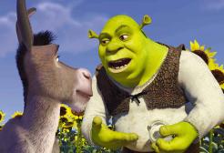 Shrek and Donkey interact in the Dreamworks Animation film Shrek