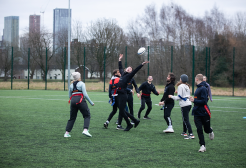 Students wearing GPS trackers whilst playing rugby
