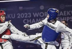 Rebecca McGowan taking part in a Taekwondo fight