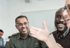 Postgraduate students talking