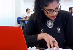 A student studies in the Library