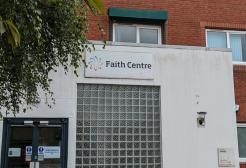 The entrance to the Faith Centre with SEE building in the background.