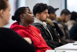A row of students at a conference