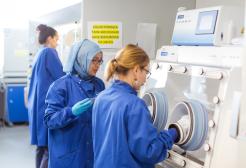 Biochemistry students using i-conic equipment in the laboratory