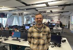 Dr Taylor Umland in the MediaCity newsroom
