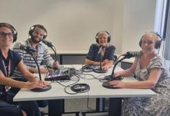 Four nursing associates recording their podcast