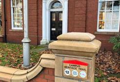 The location of the Checkpoint 12 sign on the Campus Heritage Trail. 