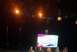 Seated panel on a stage at Royal Television Society North West