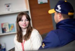 Two students in conversation