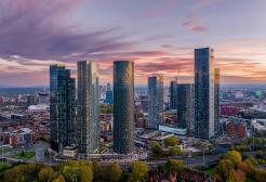Manchester skyline with skyscrapers