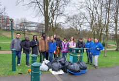 A group of people on a hedgehog friendly litter pick