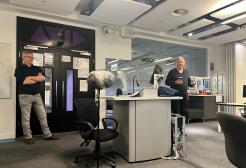 Clive Tyldesley at MediaCity with Philo Holland