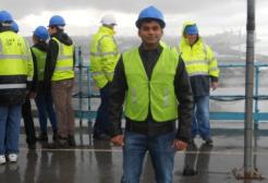A student wearing a high vis vest at Bootle Docks in Liverpool