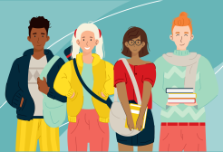 Illustration representing a diverse group of students