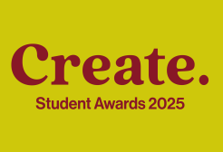 Create Student Awards 2025 red text on yellow background