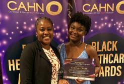 Oluchi and Victory at the Black Healthcare Awards 2025