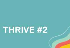 Thrive #2 on teal with colorful waves.