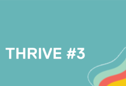 Thrive #3 on teal with colorful waves.