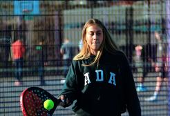 Young woman playing Padel 