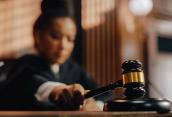 Judge in a courtroom