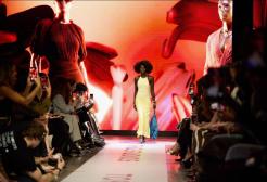 A model walks a runway at THG Studios