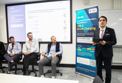 Vahid Vahidinasab presenting at the closing session at the UK-EU Symposium April 2026