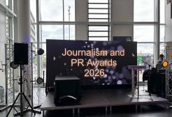 Stage set up for the Journalism and Public Relations Awards