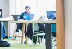 Students working in the university library
