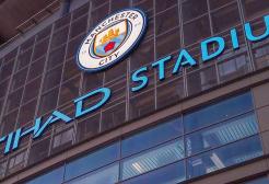 Exterior of the Etihad Stadium, the home ground of Manchester City Football Club in Manchester, England