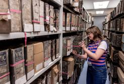A woman peruses the Bridgewater Estates Archive