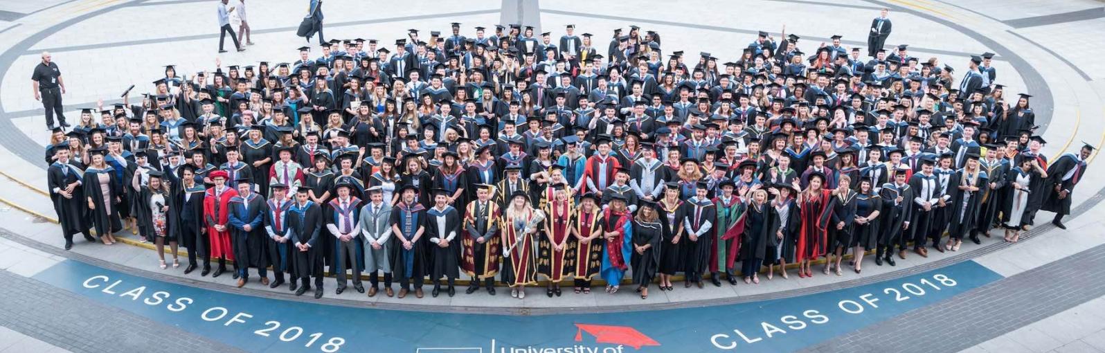 Students celebrating their graduation - University of Salford, summer 2018
