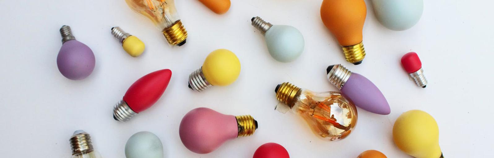 Several colourful lightbulbs