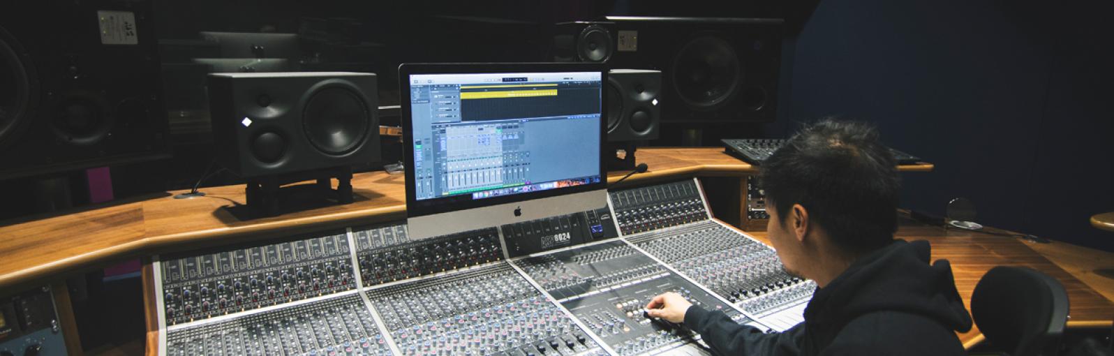 A student works in our recording studios