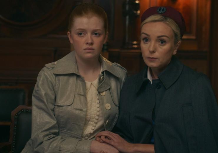 Image shows student Lucy Burrows with actress Helen George in Call the Midwife