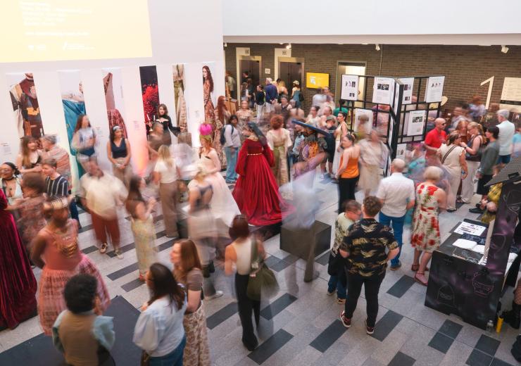 The crowd in the New Adelphi atrium for the 2026 Degree Show