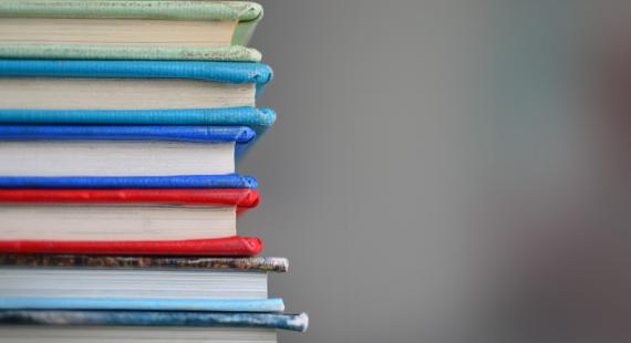 Stack of colourful books