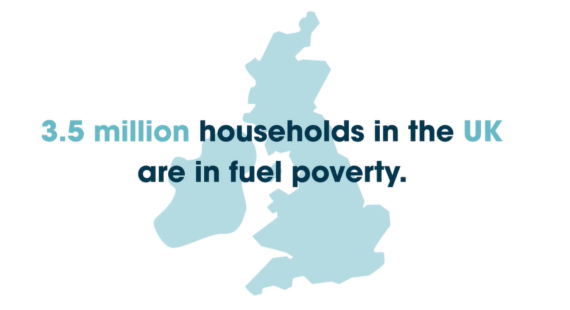 Video still showing that 3.5 million households in the UK are in fuel poverty