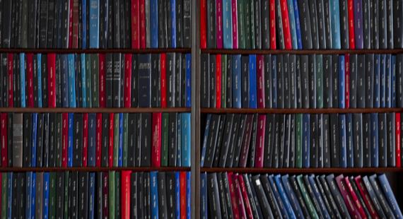 Books on multiple shelves