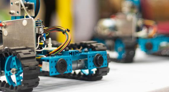 Close up of robotic model on a desk