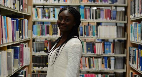 A student in the library