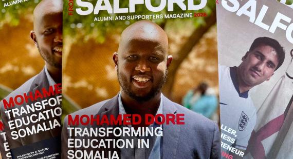 A pile of alumni magazines