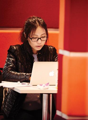Student studying at her computer 