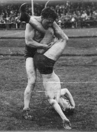 Wrestlers at Manchester Communist Party Centenary Pageant and Sports Gala, 18th June 1938